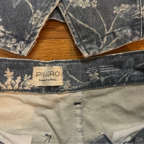 Pilcro Anthropologie The Leon Double Hem High Rise Wide Leg Jeans Denim Vest Set - Picture 6 of 17